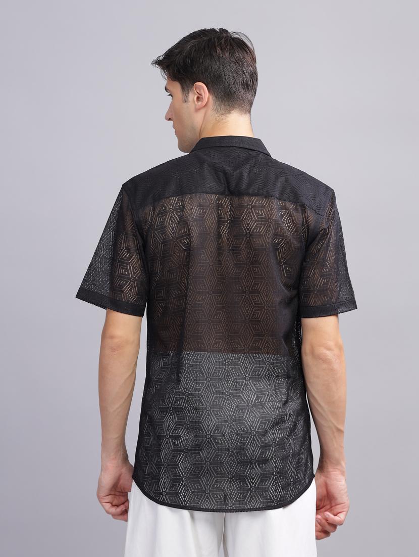 black lace regular shirt - 21070208 - Standard Image - 3