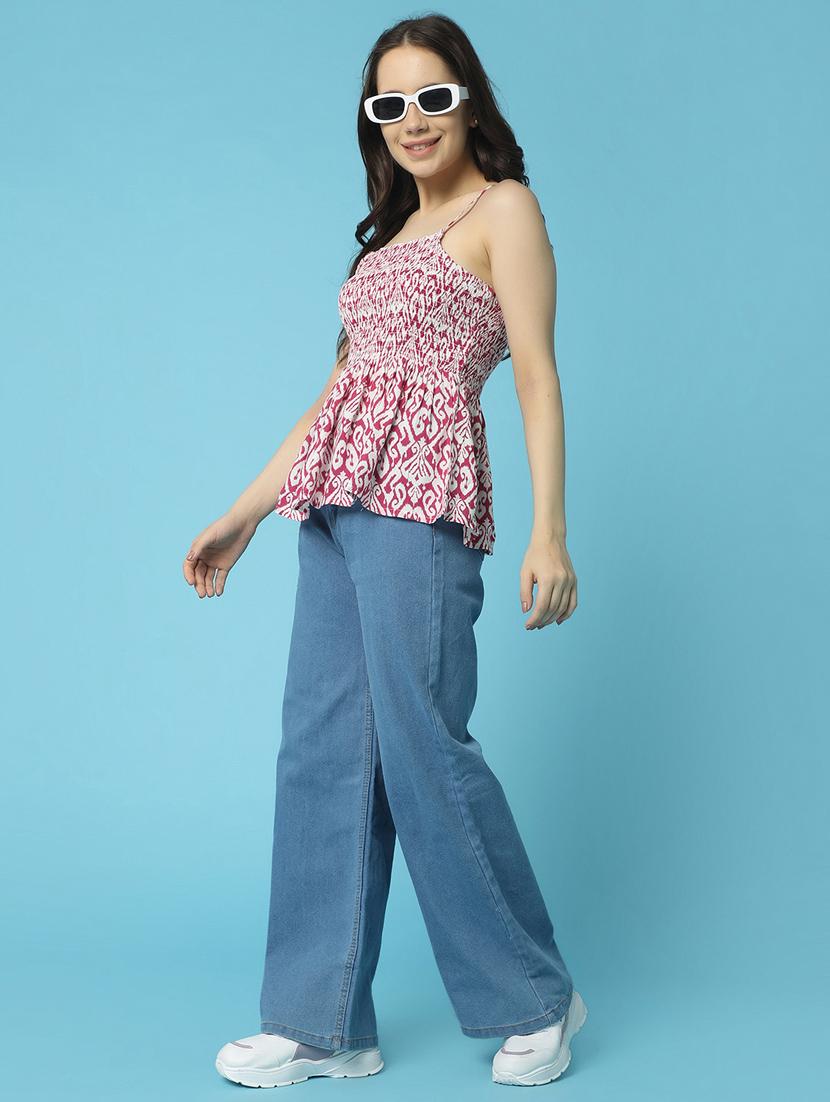 pink printed peplum top - 21070327 - Standard Image - 3