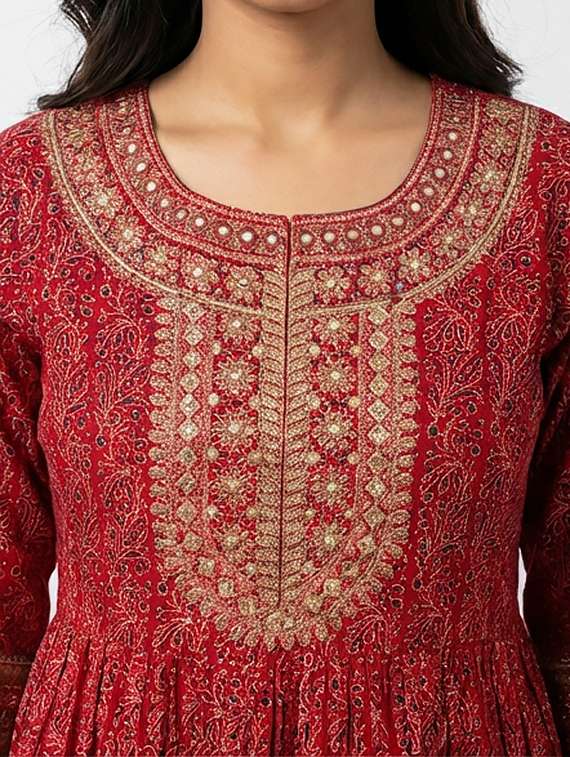 women printed three quarter sleeve kurta - 21070442 -  Standard Image - 3