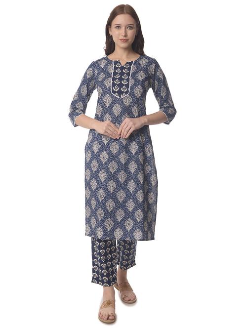women three quarter sleeve straight kurta - 21070465 - Standard Image - 0