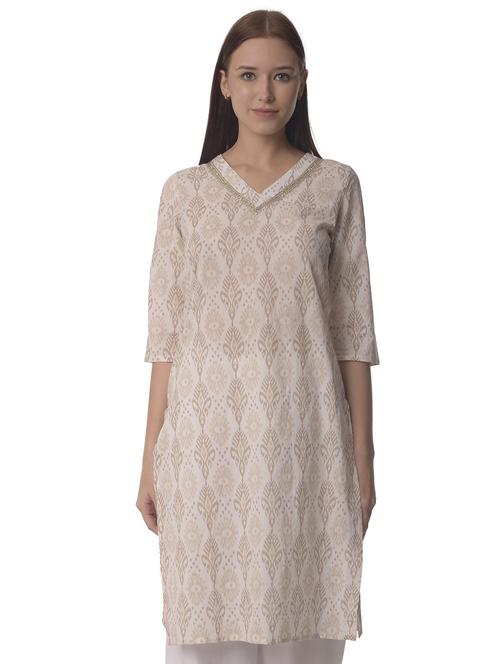 women three quarter sleeve straight kurta - 21070473 - Standard Image - 0