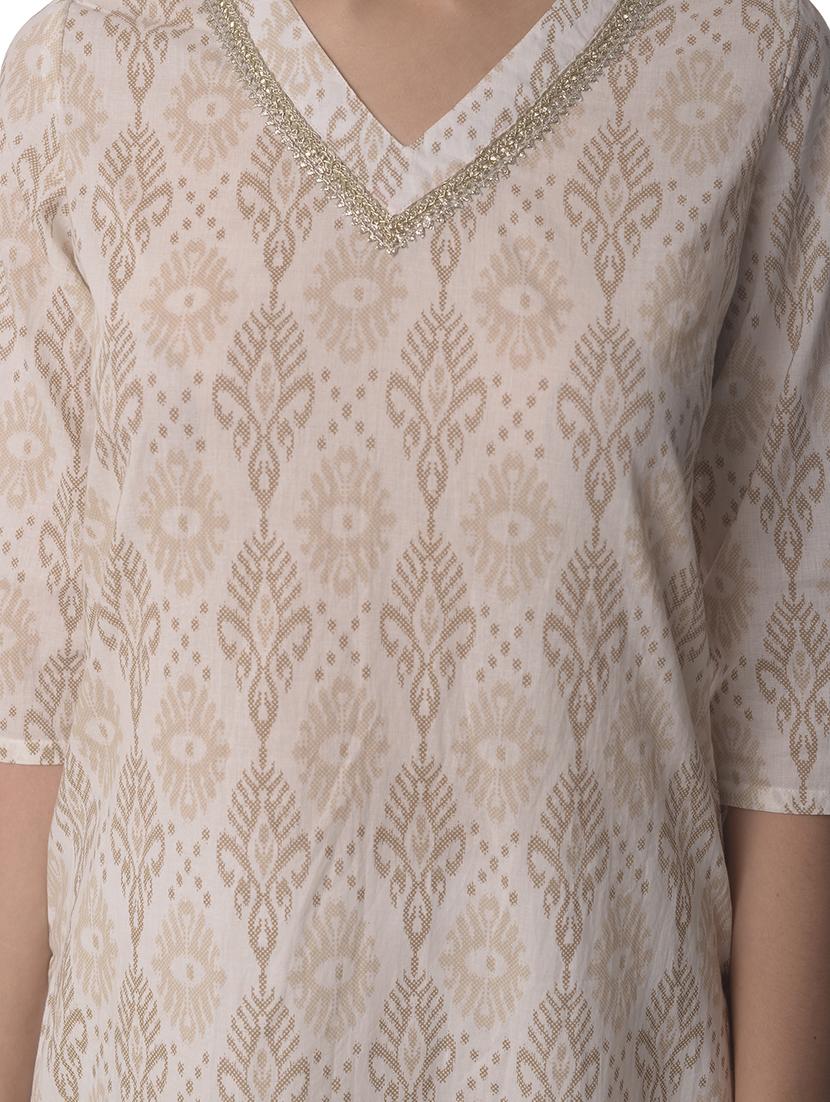 women three quarter sleeve straight kurta - 21070473 - Standard Image - 3