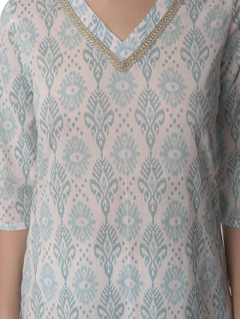 women three quarter sleeve straight kurta - 21070474 - Standard Image - 3