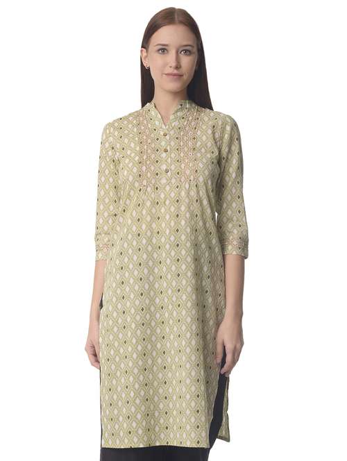 women three quarter sleeve straight kurta - 21070476 - Standard Image - 0