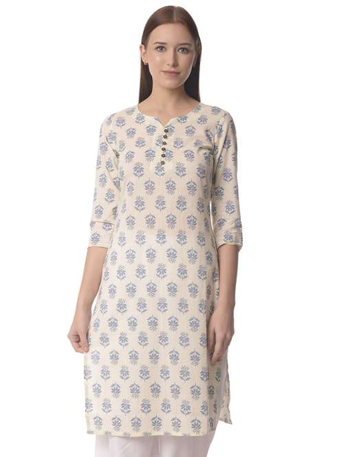women three quarter sleeve straight kurta - 21070478 -  Standard Image - 0