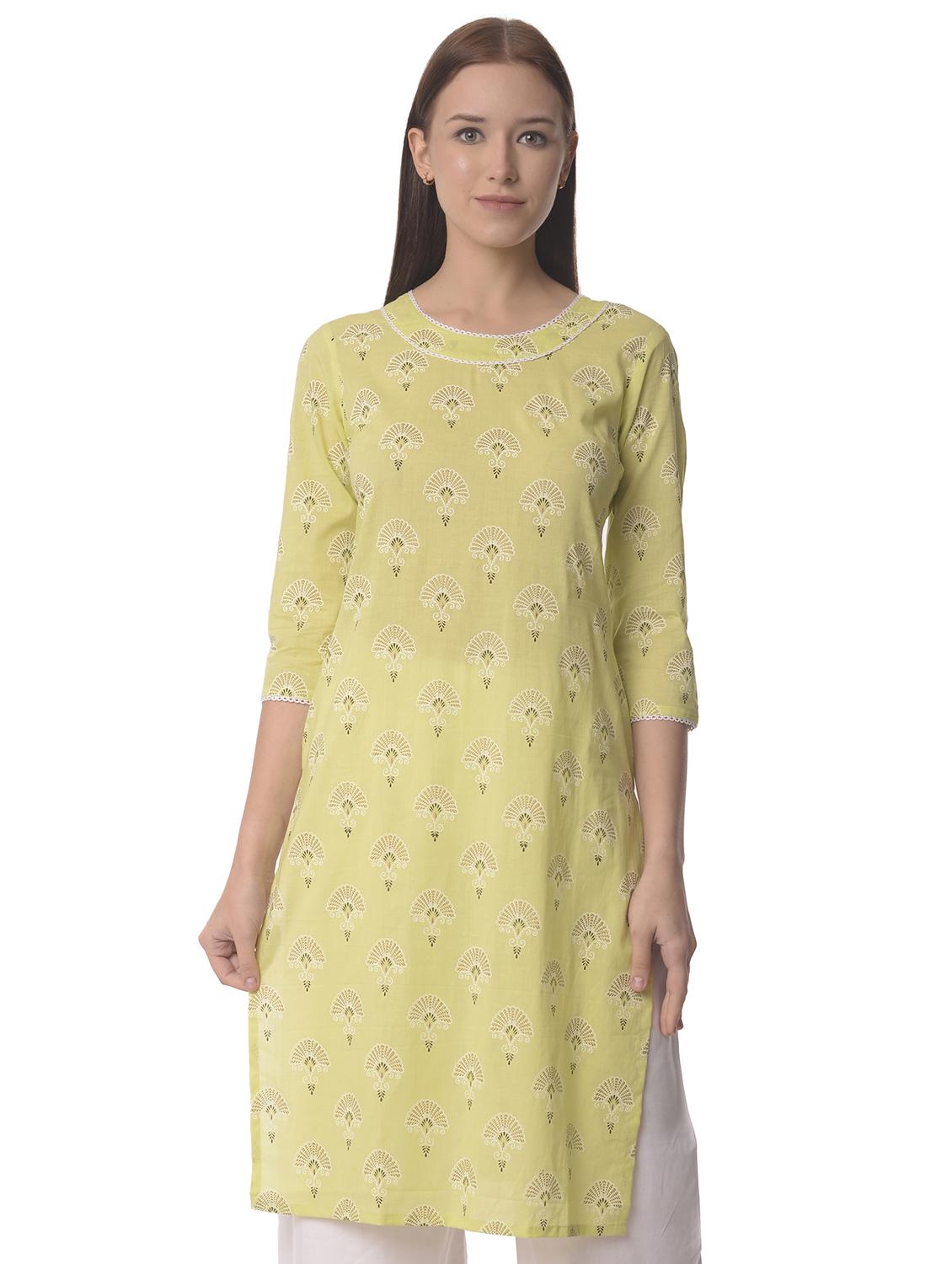 women three quarter sleeve straight kurta - 21070480 -  Zoom Image - 0