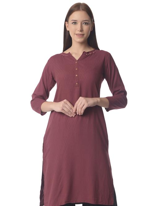 women three quarter sleeve straight kurta - 21070483 - Standard Image - 0