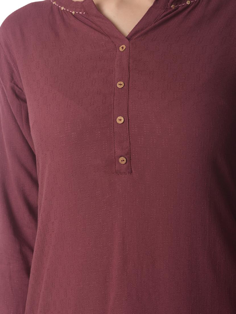 women three quarter sleeve straight kurta - 21070483 - Standard Image - 3