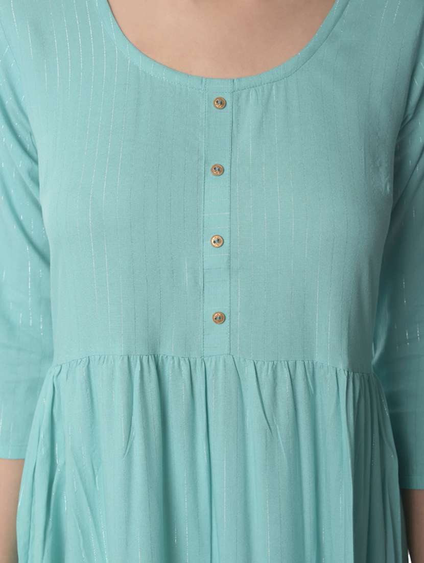 women three quarter sleeve tiered kurta - 21070486 -  Standard Image - 3