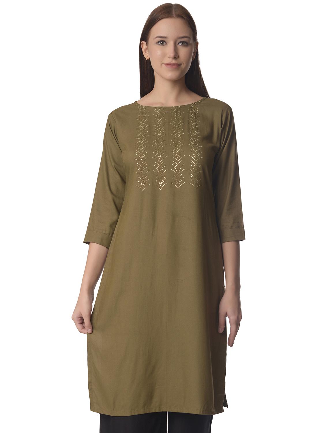 women three quarter sleeve straight kurta