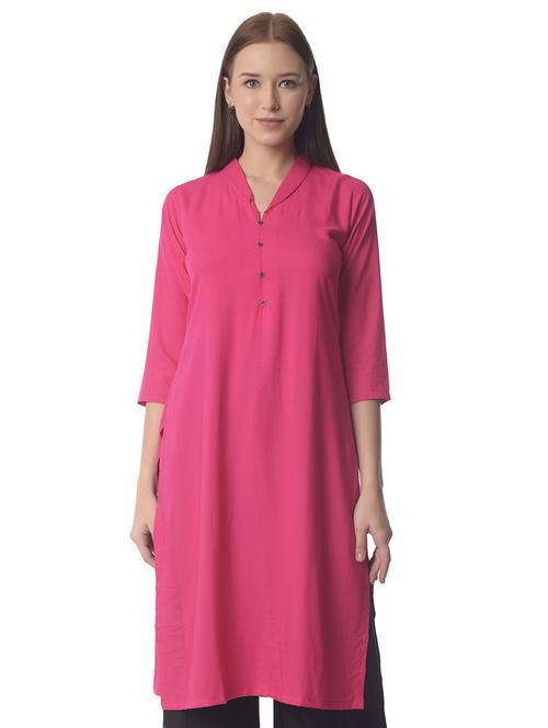 pink solid straight kurta - 21070494 - Standard Image - 0