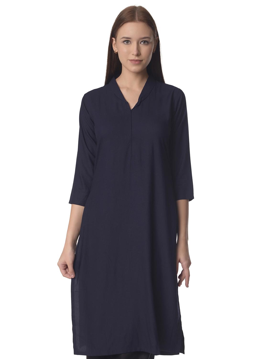 women three quarter sleeve straight kurta - 21070495 -  Zoom Image - 0