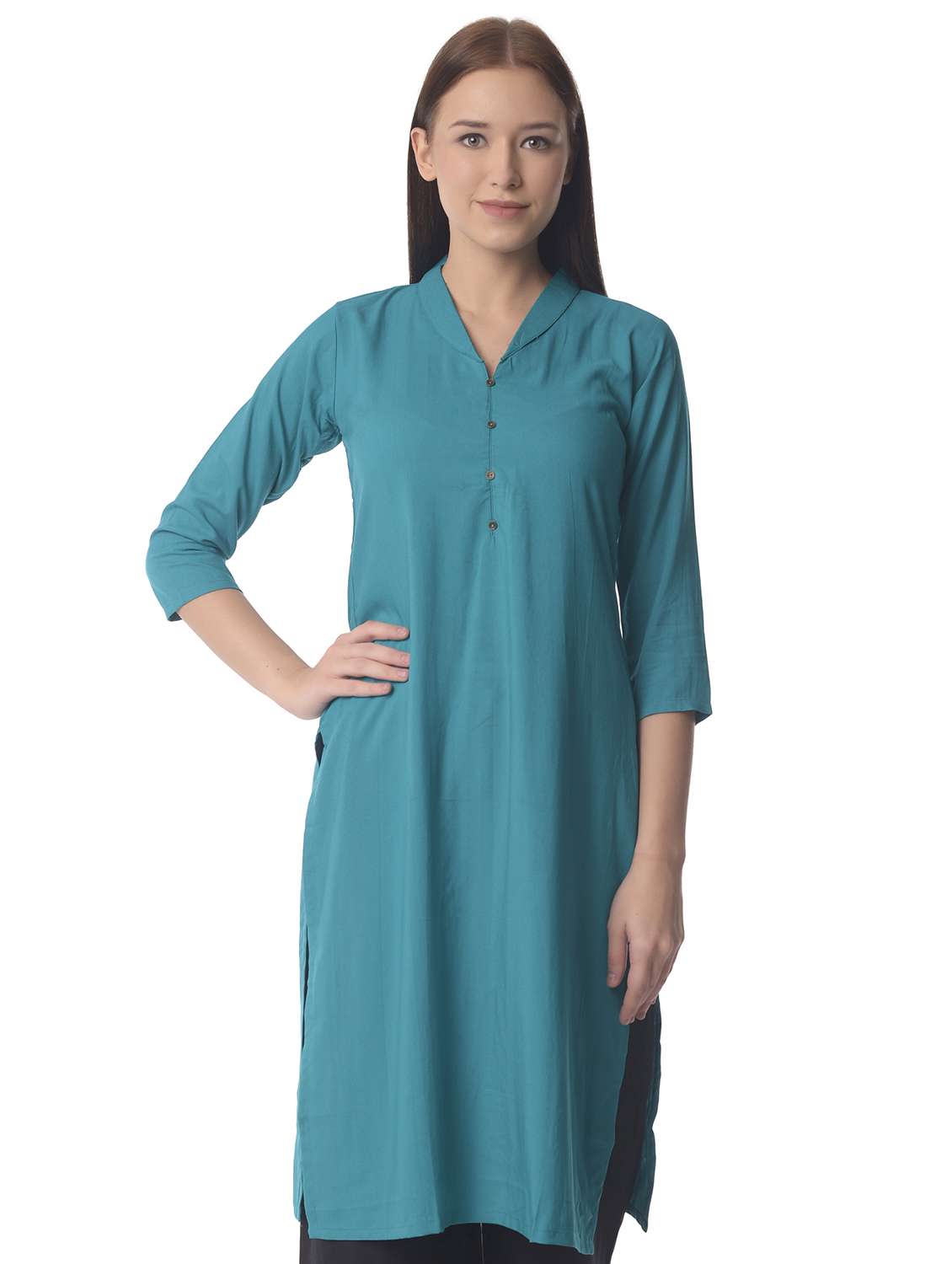 women three quarter sleeve straight kurta