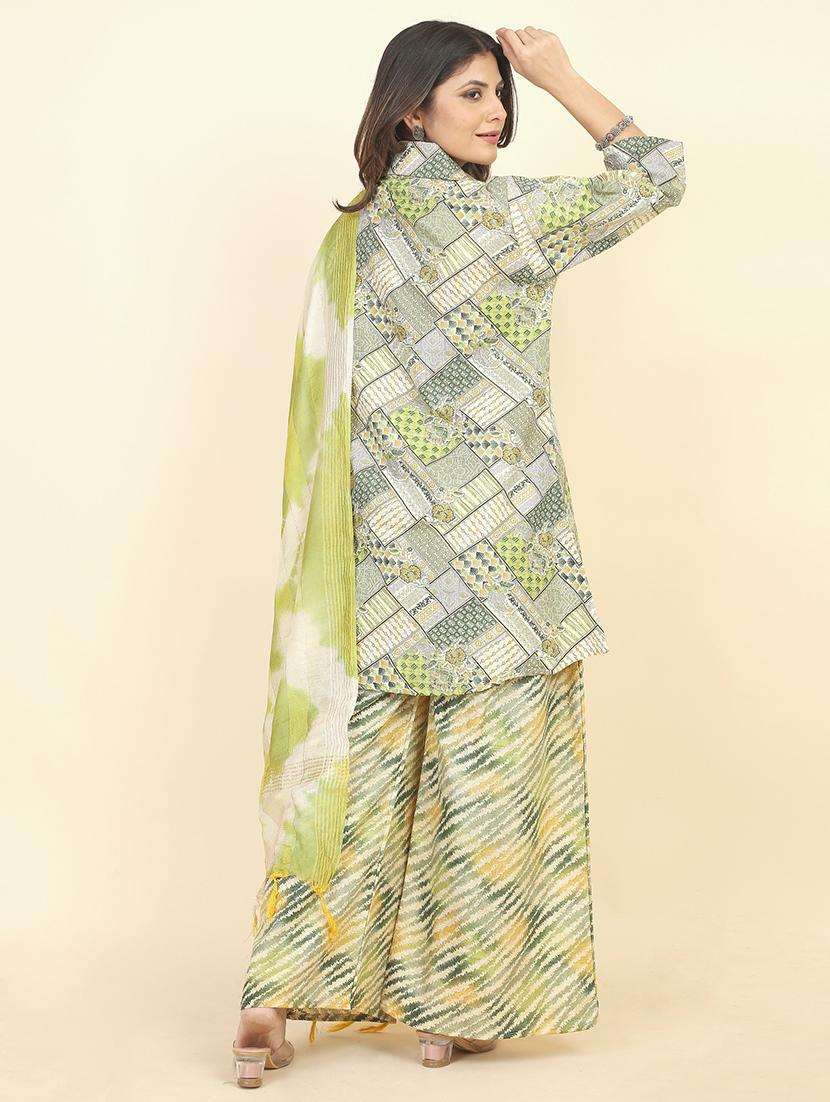 geometric print unstitched suit set - 21070582 - Standard Image - 3