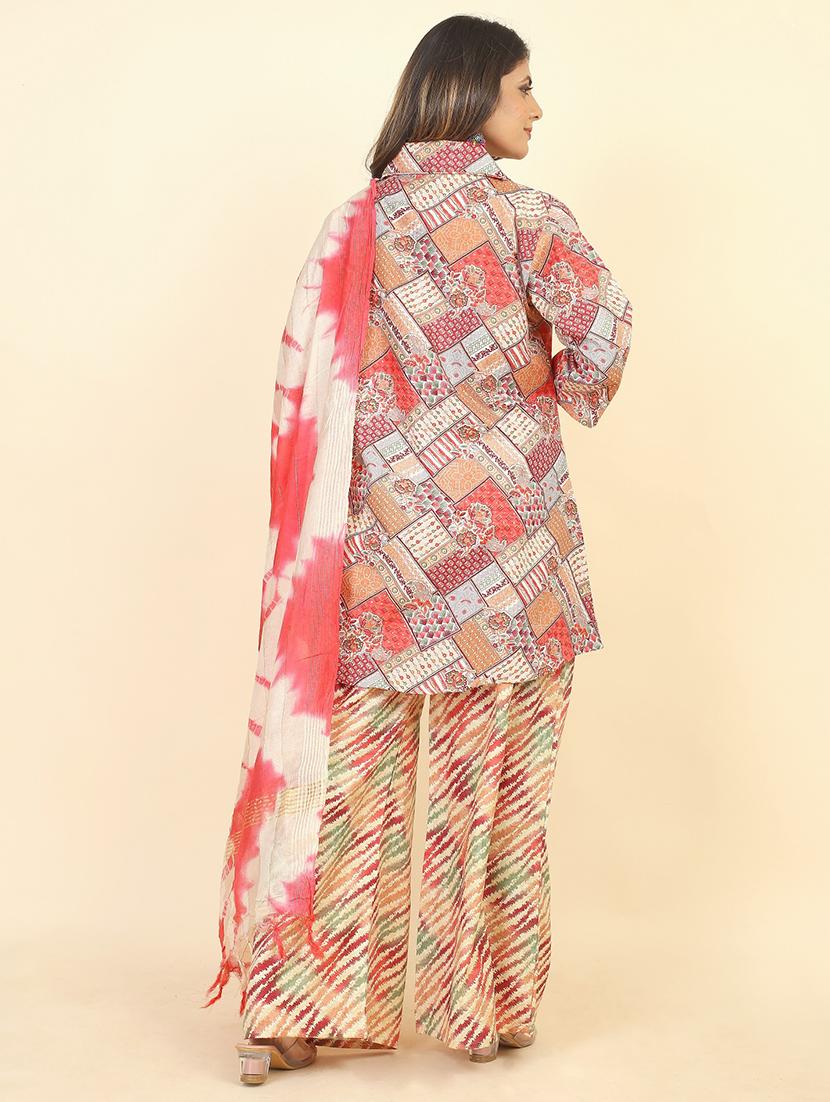 geometric print unstitched suit set - 21070583 - Standard Image - 3