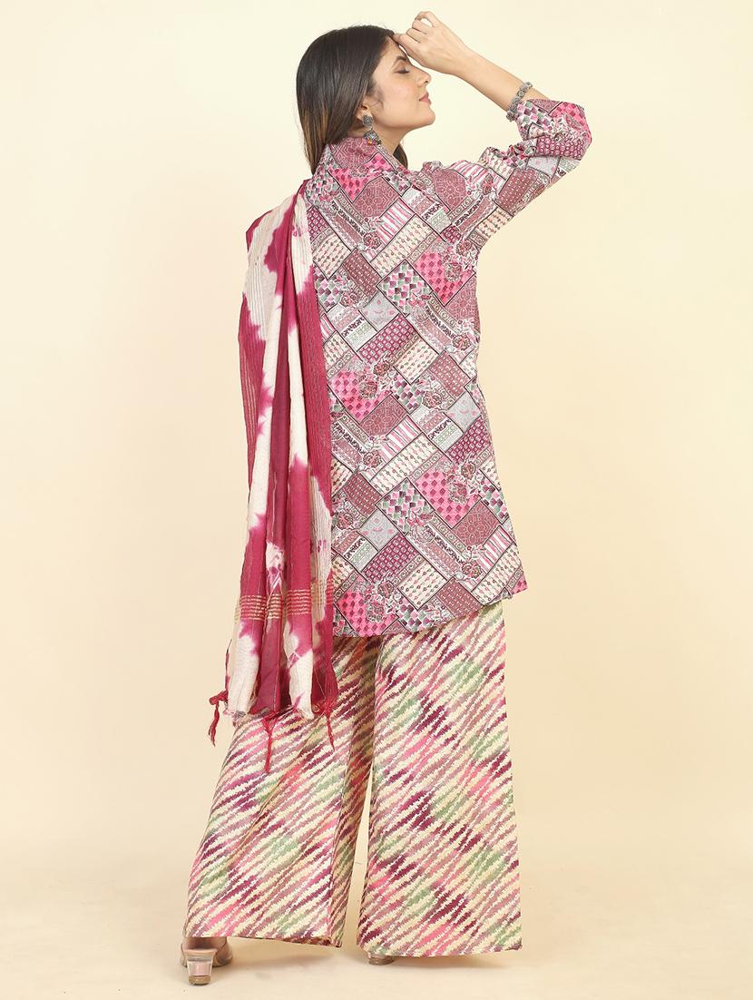 women printed unstitched suit set - 21070584 - Standard Image - 3