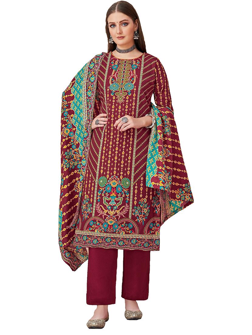 women printed unstitched suit set