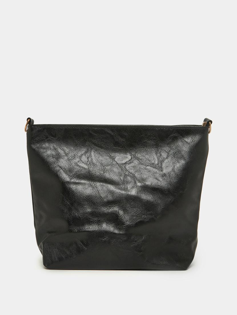 wome black textured letherrette (pu) handbag - 21071581 - Zoom Image - 0