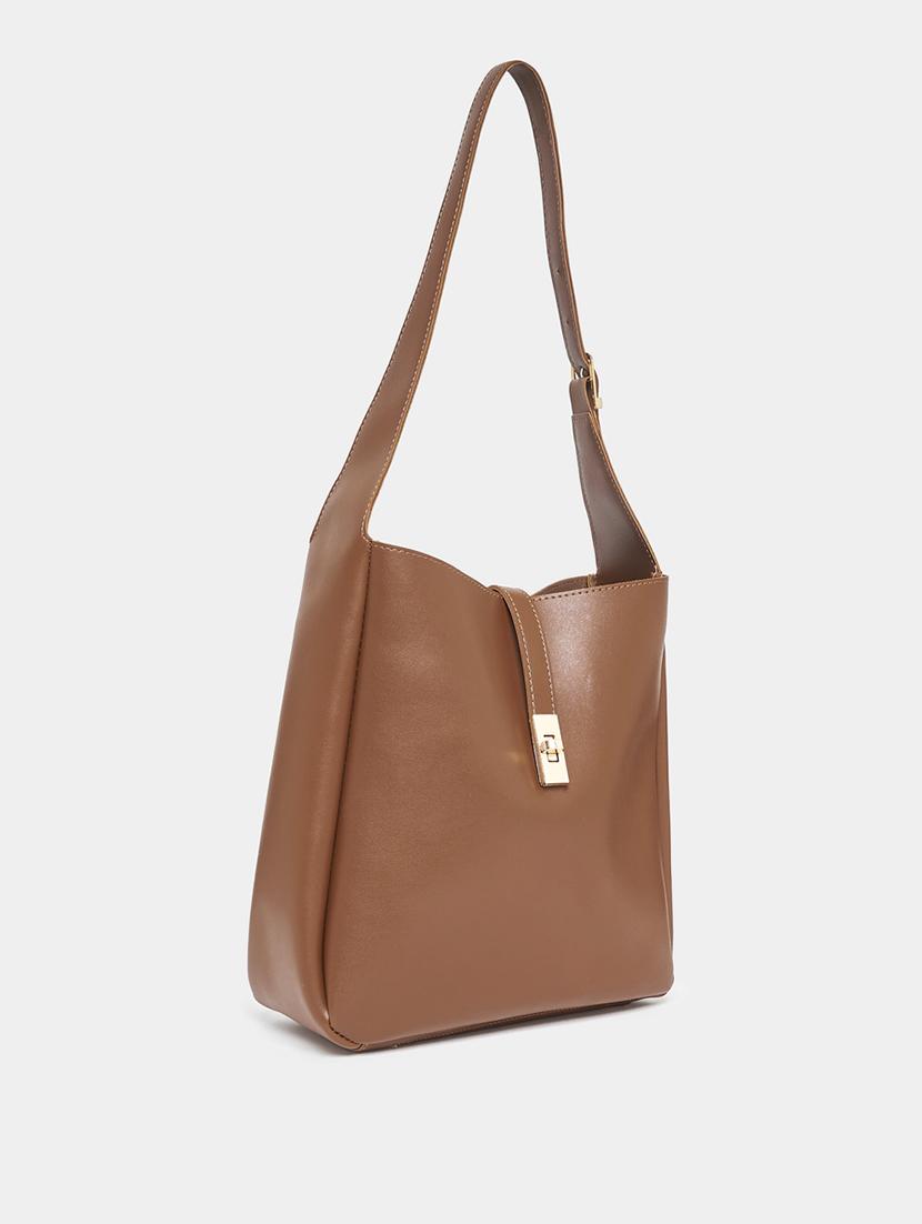 wome brown solids letherrette (pu) handbag - 21071585 - Standard Image - 3