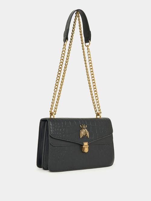 black leatherette (pu) textured sling bag - 21071590 - Standard Image - 0