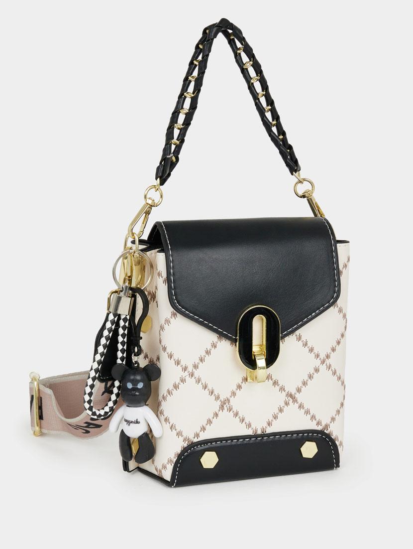 black leatherette (pu) sling bag - 21071601 - Zoom Image - 0