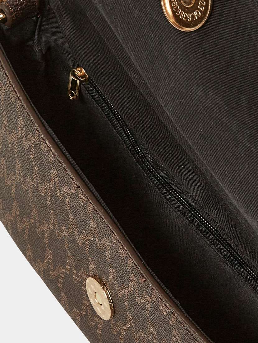 brown leatherette (pu) printed sling bag - 21071650 - Standard Image - 3