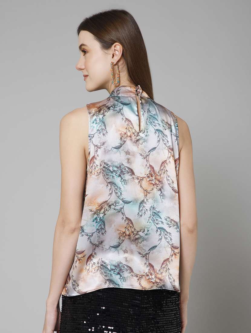 grey floral printed detailed top - 21072181 -  Standard Image - 3