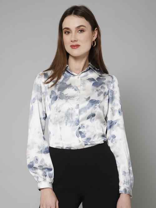 white printed detailed casual shirt - 21072198 - Standard Image - 0