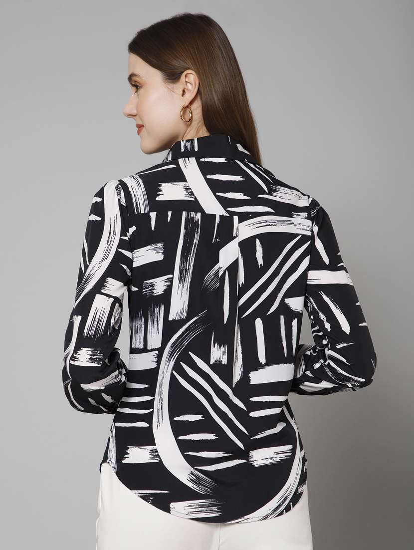 black printed detailed regular shirt - 21072201 - Standard Image - 3