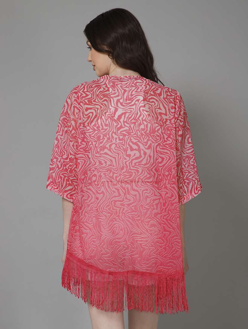 pink printed detailed shrug - 21072226 -  Standard Image - 3