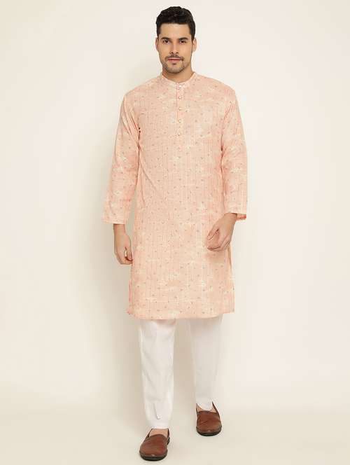 men cotton kurta pyjama ethnic wear set - 21072258 -  Standard Image - 0