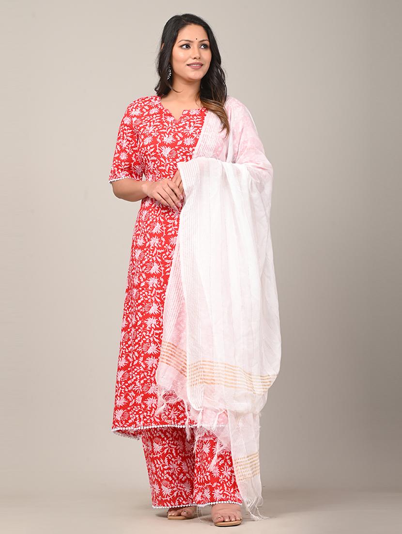 women red kurta paalazzo set with dupatta - 21072669 - Zoom Image - 0