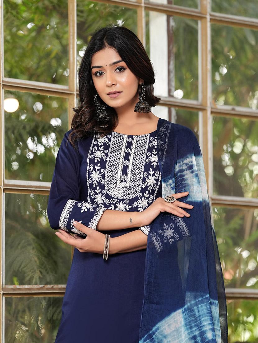 women three quarter sleeve suit set - 21072675 - Standard Image - 3