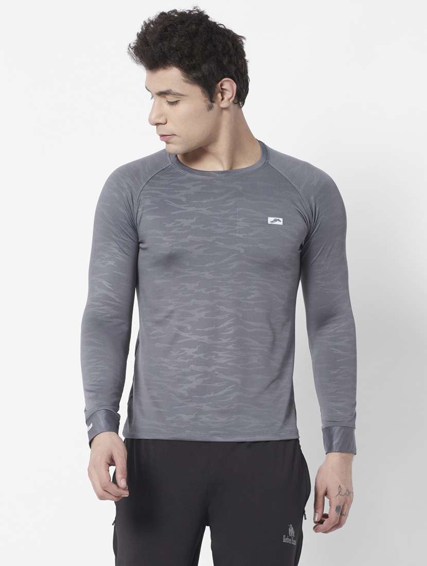 grey self design t-shirt