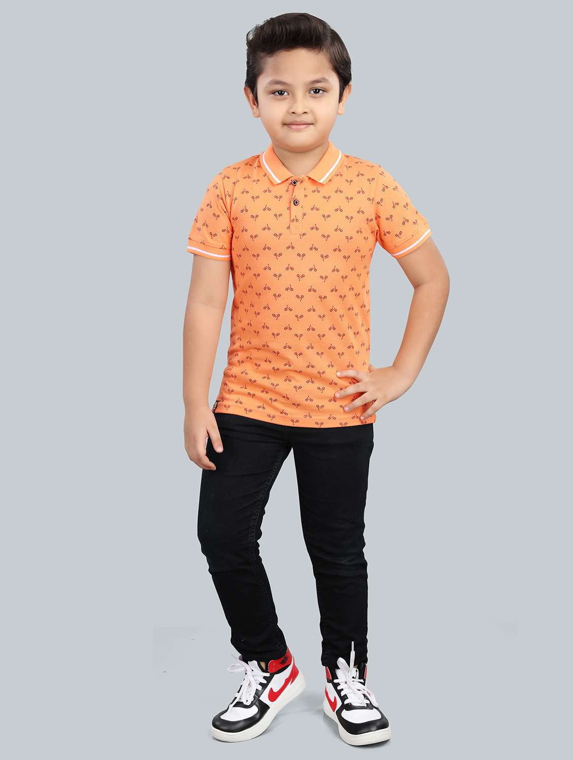 boys printed cotton polo t-shirt - 21073195 -  Standard Image - 3