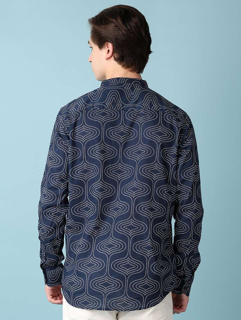 men printed mandarin neck short kurtas - 21073248 -  Standard Image - 3