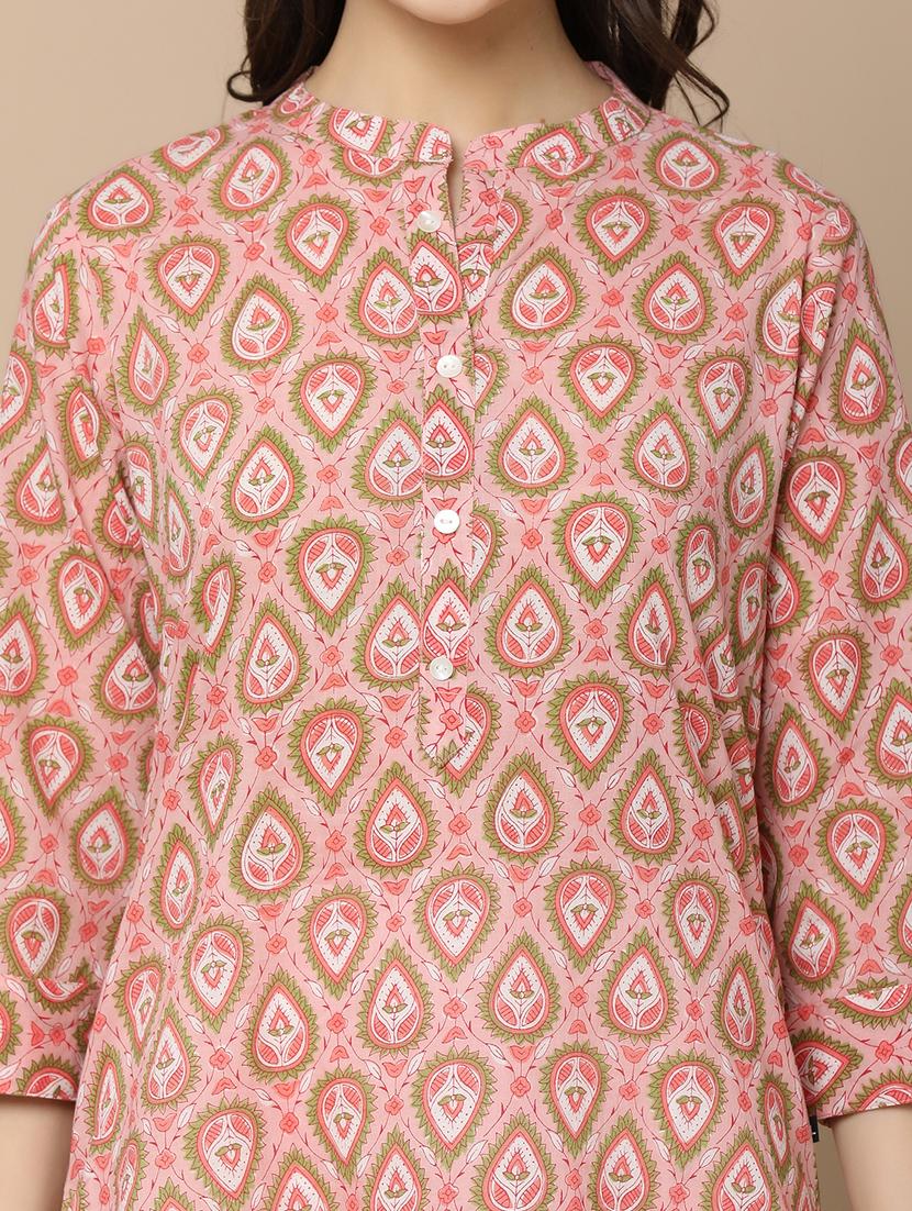 pink cotton straight kurta - 21073253 - Standard Image - 5