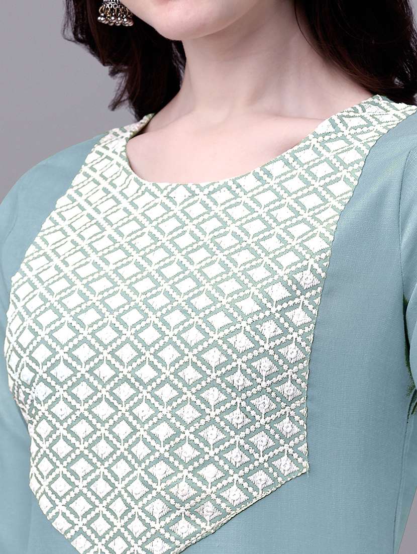 women three quarter sleeve straight kurta - 21073264 -  Standard Image - 3