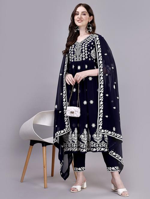 women three quarter sleeve suit set - 21073481 -  Standard Image - 0
