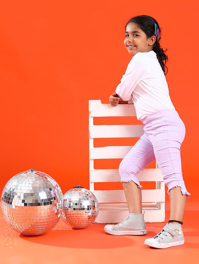 girls solid color slim fit three-fourth pants - 21073826 - Standard Image - 5