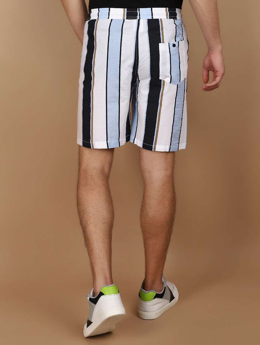 men striped mid rise cotton shorts - 21073890 -  Standard Image - 3