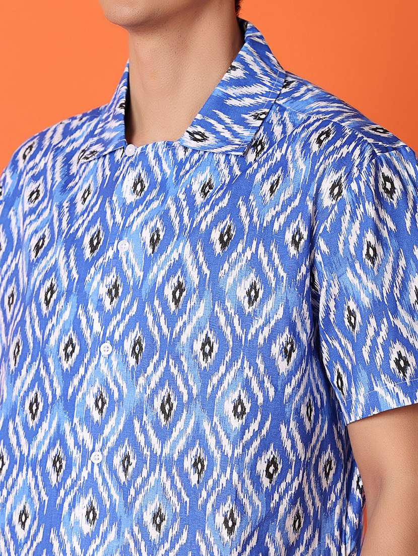 men blue printed casual shirt - 21073911 -  Standard Image - 5