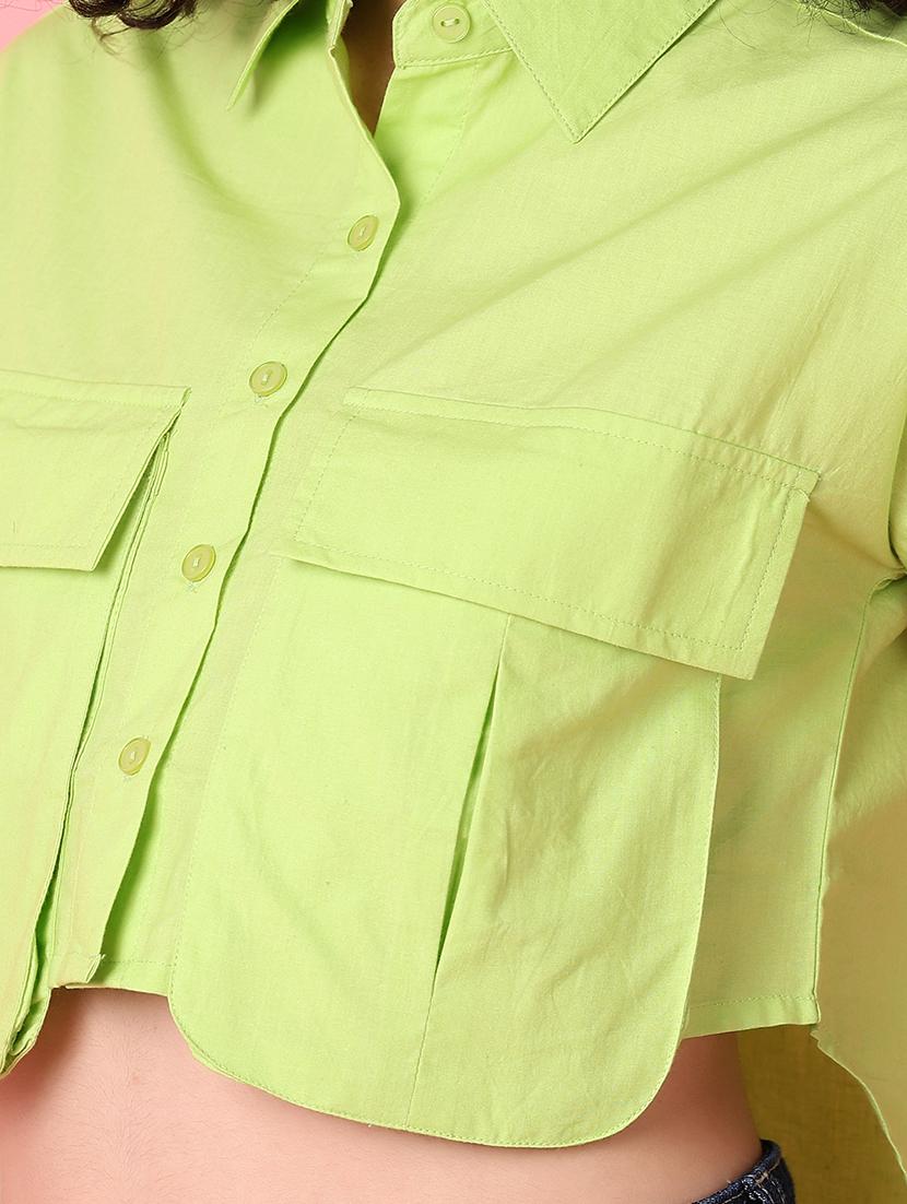 green solid regular shirt - 21073956 - Standard Image - 5