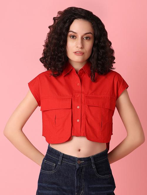 red solid regular shirt - 21073957 - Standard Image - 0