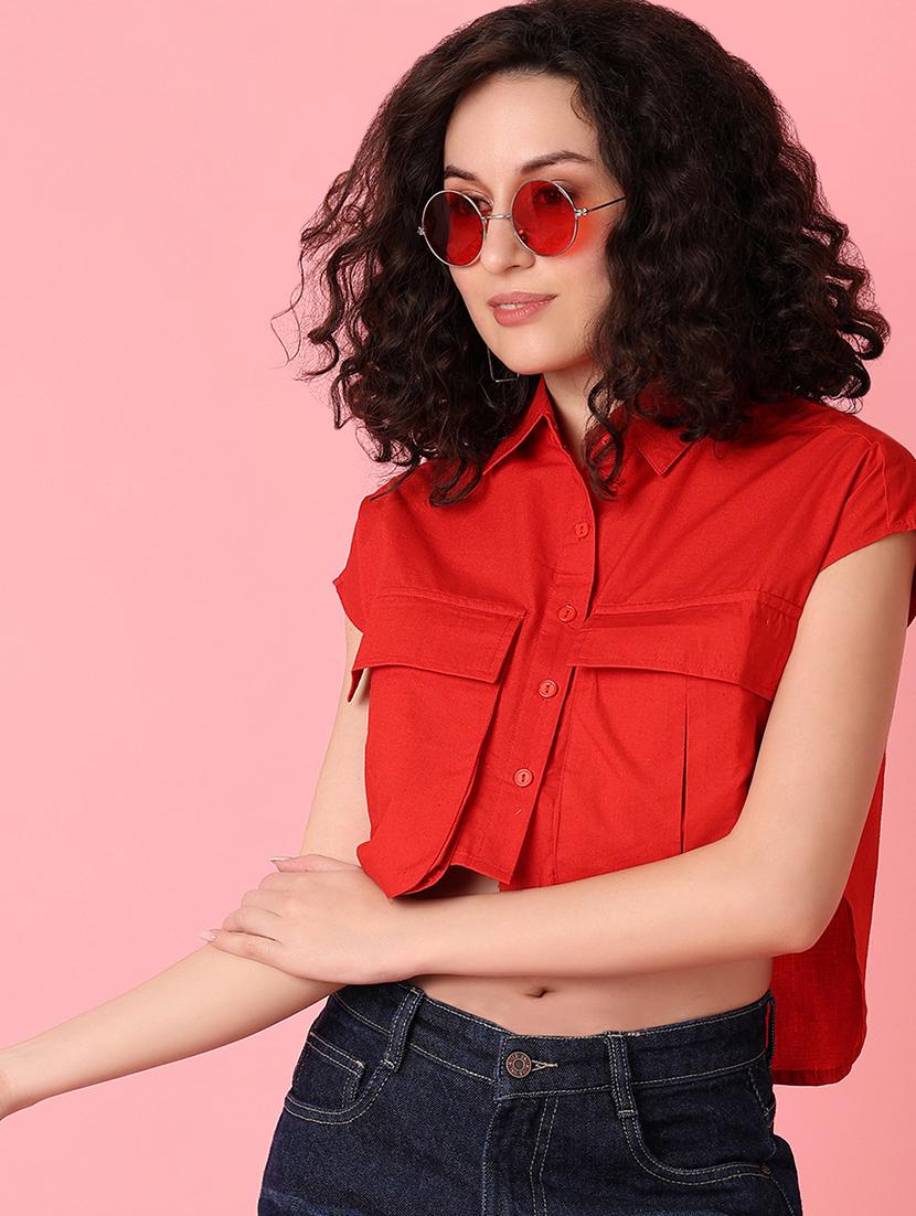 red solid regular shirt - 21073957 - Standard Image - 3