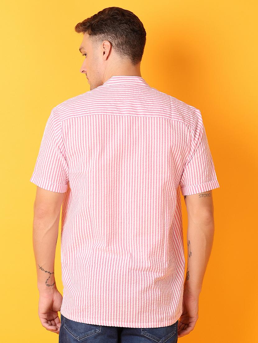 men mandarin neck striped short kurta - 21073974 - Standard Image - 3