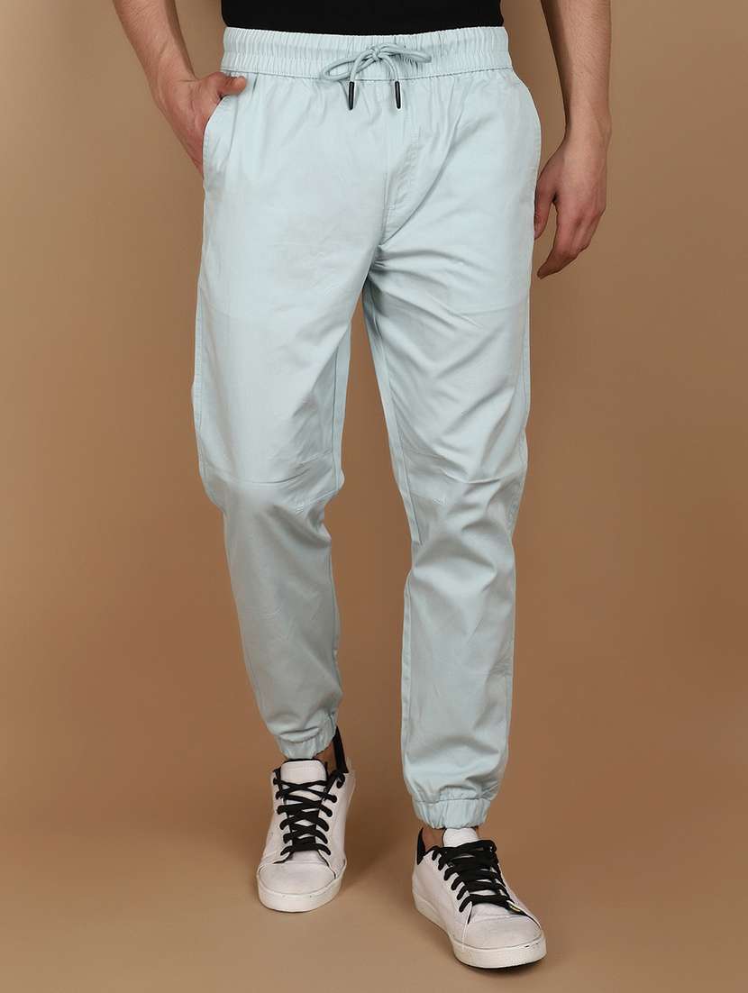 men solid mid rise jogger