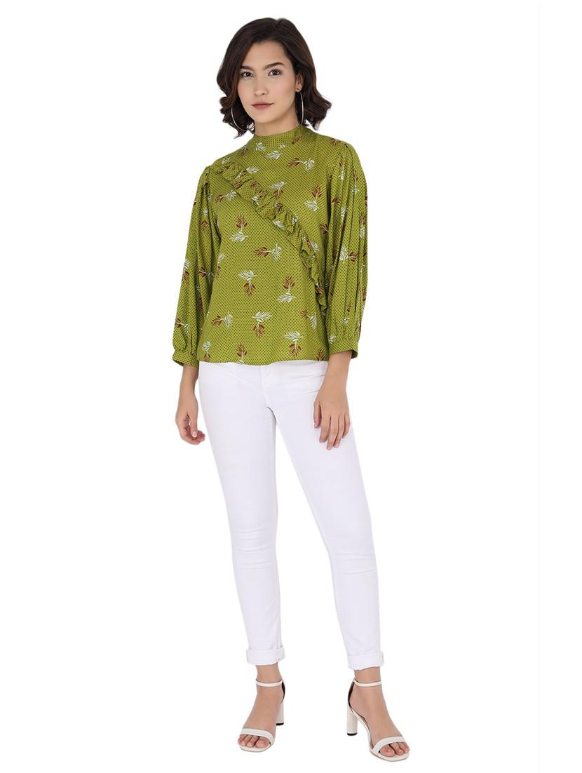 green printed detailed regular top - 21074445 - Standard Image - 3