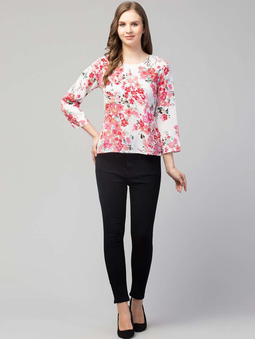 women white floral printed regular top - 21074454 -  Standard Image - 3