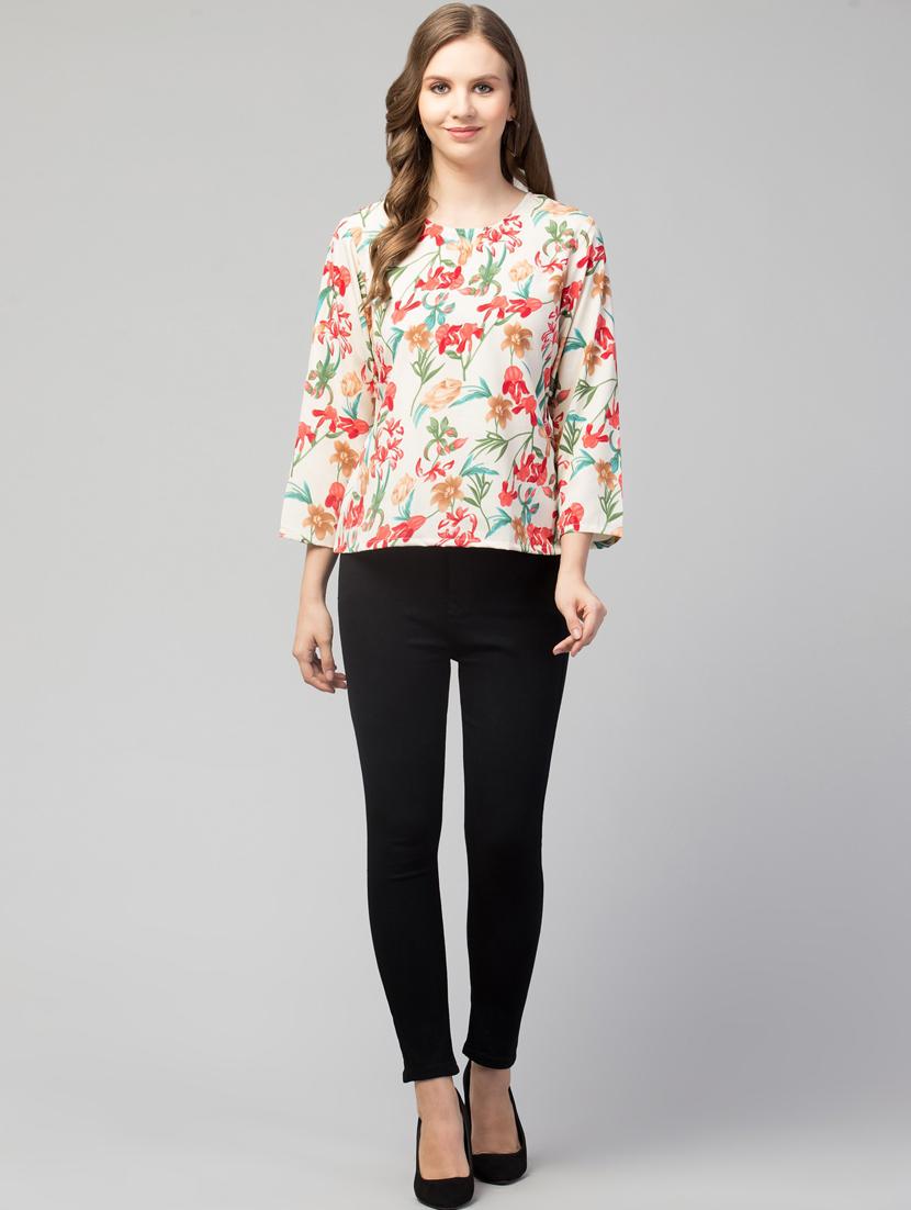 women white floral printed regular top - 21074457 - Standard Image - 3